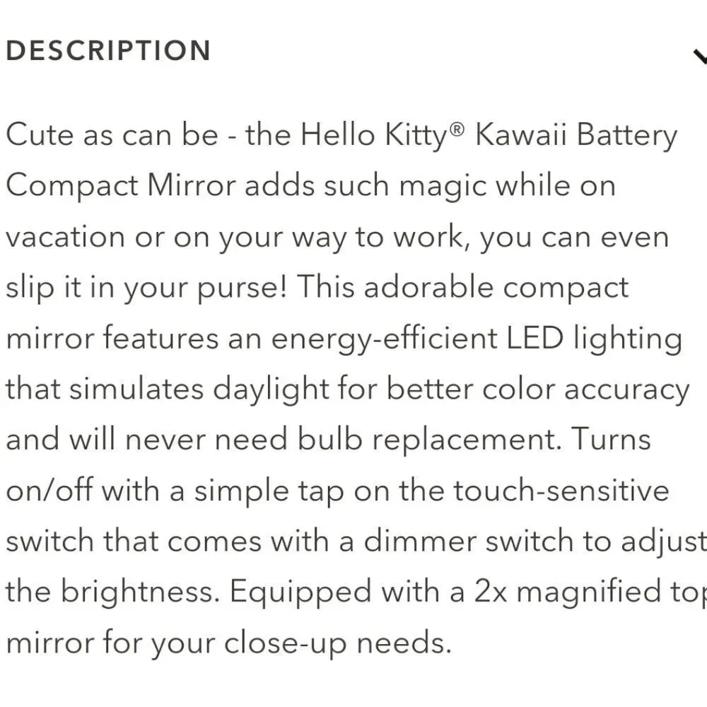 Impressions X Hello Kitty Kawaii Battery Compact Mirror w/Special Finish